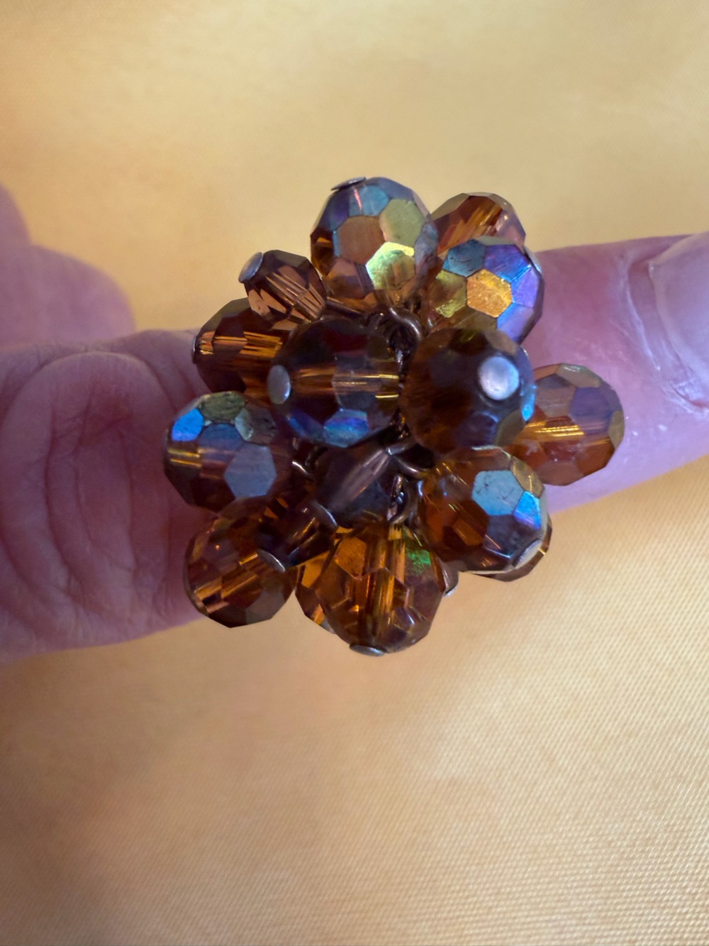 Park Lane Amber Brown Beaded Cluster Ring Size 7
